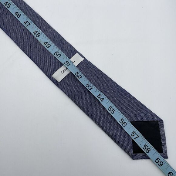 Calvin Klein Silk Blend Neckties Lot of 3 Blue Denim Window Pane Casual Elegant - Picture 12 of 16